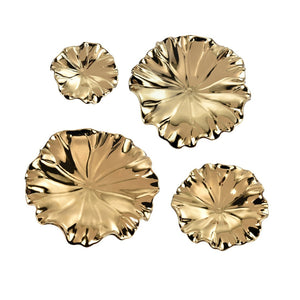Atlas Petal Dimensional Wall Art - Sculptural Elegance in Metallic Glaze for Modern Home Decor Accents Set of 4 Gold WA11119-01S