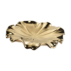 Atlas Petal Dimensional Wall Art - Sculptural Elegance in Metallic Glaze for Modern Home Decor Accents Set of 4 Gold WA11119-01S