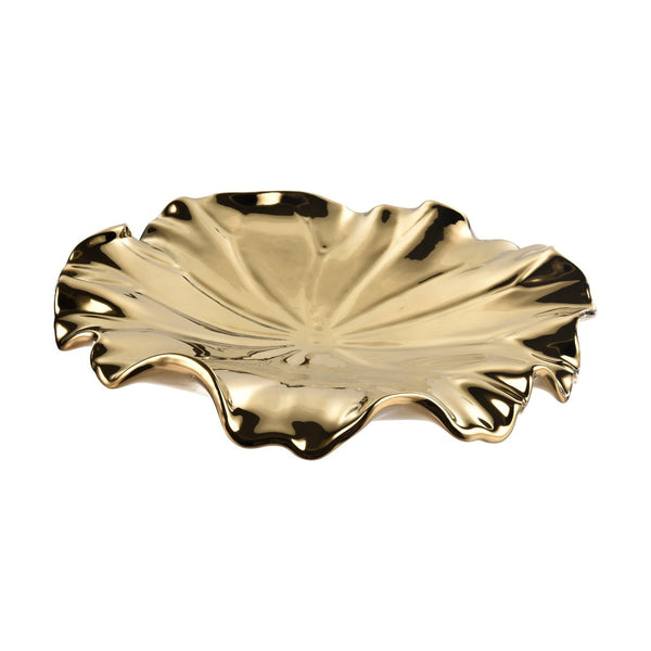 Atlas Petal Dimensional Wall Art - Sculptural Elegance in Metallic Glaze for Modern Home Decor Accents Set of 4 Gold WA11119-01S