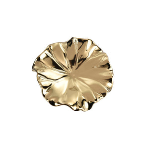 Atlas Petal Dimensional Wall Art - Sculptural Elegance in Metallic Glaze for Modern Home Decor Accents Set of 4 Gold WA11119-01S