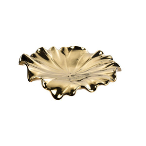 Atlas Petal Dimensional Wall Art - Sculptural Elegance in Metallic Glaze for Modern Home Decor Accents Set of 4 Gold WA11119-01S