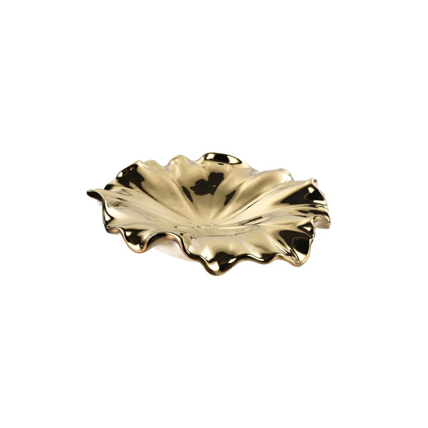 Atlas Petal Dimensional Wall Art - Sculptural Elegance in Metallic Glaze for Modern Home Decor Accents Set of 4 Gold WA11119-01S