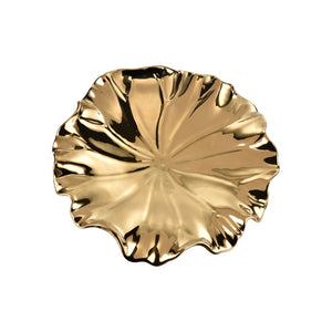 Atlas Petal Dimensional Wall Art - Sculptural Elegance in Metallic Glaze for Modern Home Decor Accents Set of 4 Gold WA11119-01S