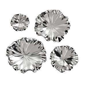 Atlas Petal Dimensional Wall Art - Sculptural Elegance in Metallic Glaze for Modern Home Decor Accents Set of 4 Silver WA11119-02S