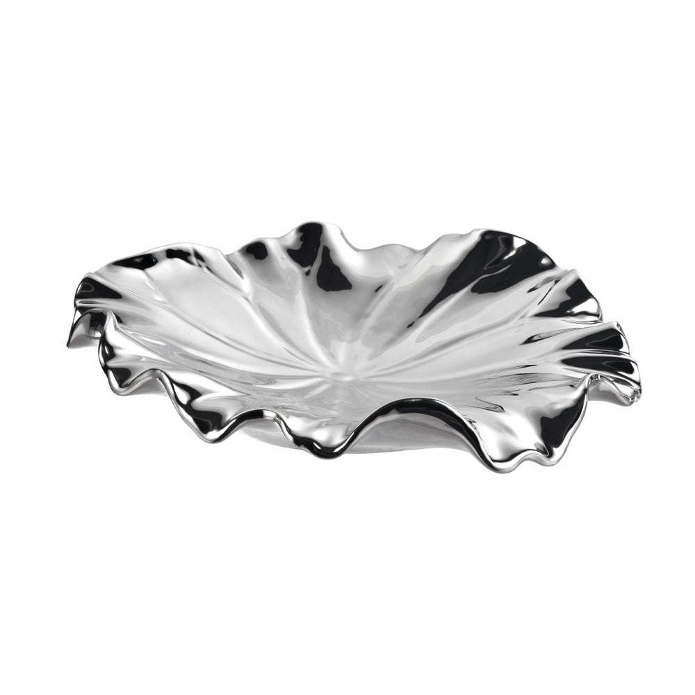 Atlas Petal Dimensional Wall Art - Sculptural Elegance in Metallic Glaze for Modern Home Decor Accents Set of 4 Silver WA11119-02S