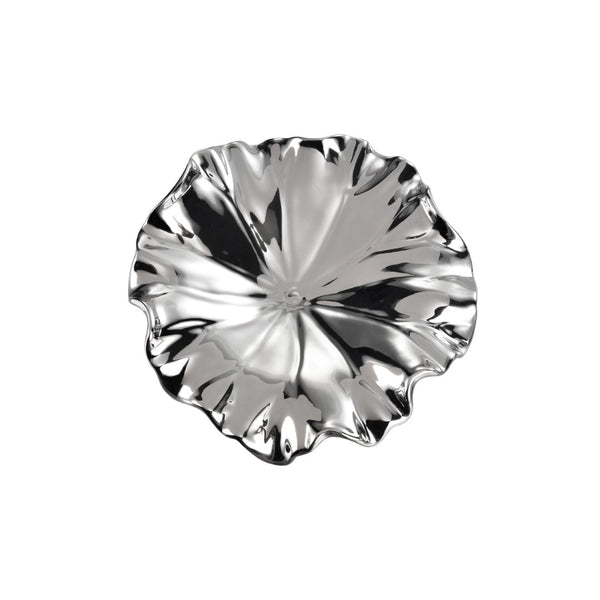 Atlas Petal Dimensional Wall Art - Sculptural Elegance in Metallic Glaze for Modern Home Decor Accents Set of 4 Silver WA11119-02S