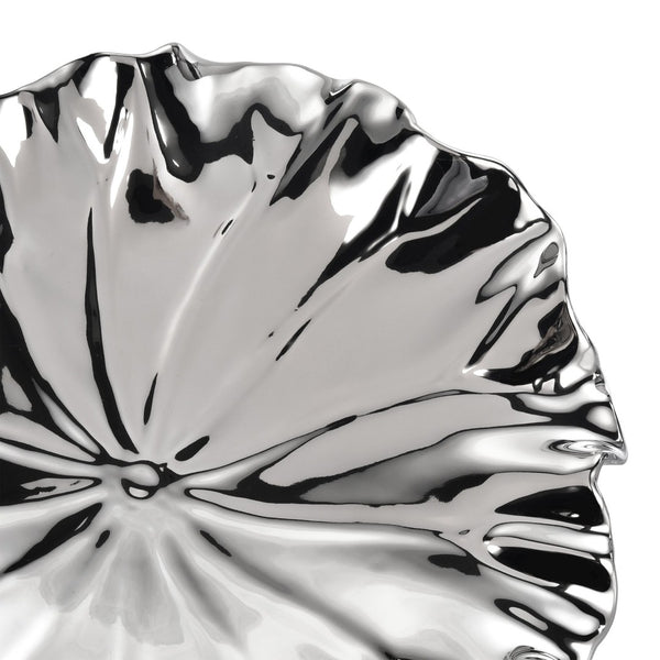 Atlas Petal Dimensional Wall Art - Sculptural Elegance in Metallic Glaze for Modern Home Decor Accents Set of 4 Silver WA11119-02S