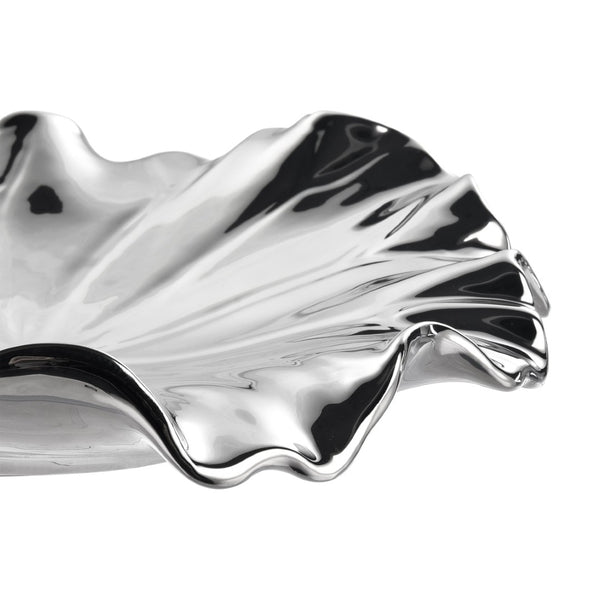 Atlas Petal Dimensional Wall Art - Sculptural Elegance in Metallic Glaze for Modern Home Decor Accents Set of 4 Silver WA11119-02S