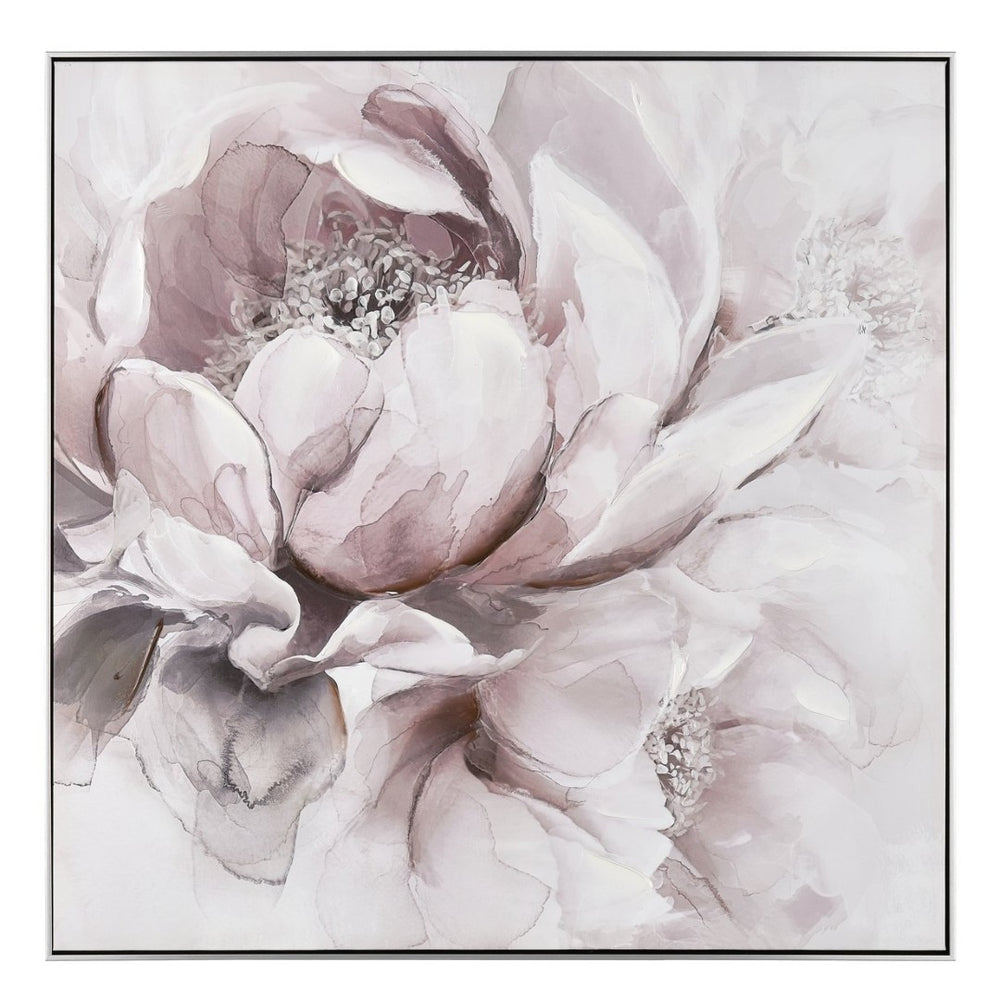 Atlas Petal Study Framed Wall Art - Elegant Watercolor Canvas in Soft Blush & Gray for Tranquil Spaces WA11120-01