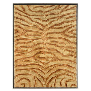 Atlas Prowess Hand-Painted Zebra Wall Art - Luxurious Gold Accents in Champagne Frame for Modern Decor WA11123-01