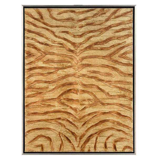 Atlas Prowess Hand-Painted Zebra Wall Art - Luxurious Gold Accents in Champagne Frame for Modern Decor WA11123-01