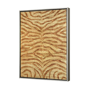 Atlas Prowess Hand-Painted Zebra Wall Art - Luxurious Gold Accents in Champagne Frame for Modern Decor WA11123-01