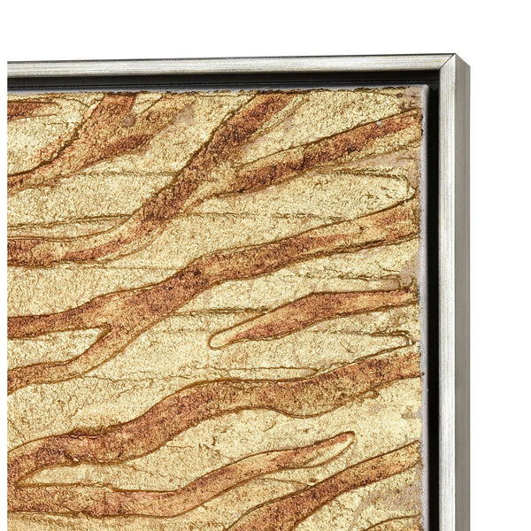 Atlas Prowess Hand-Painted Zebra Wall Art - Luxurious Gold Accents in Champagne Frame for Modern Decor WA11123-01