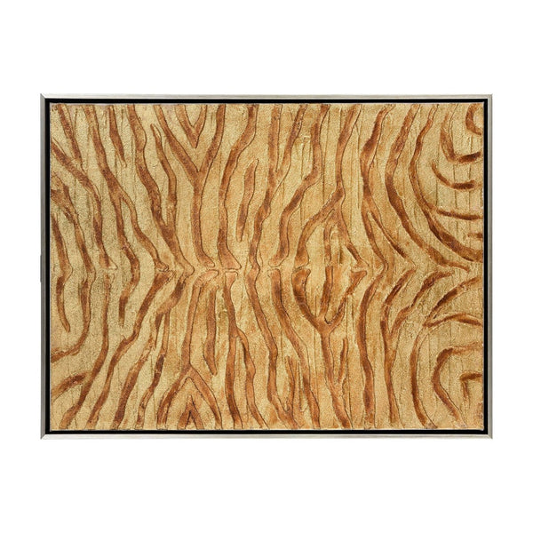 Atlas Prowess Hand-Painted Zebra Wall Art - Luxurious Gold Accents in Champagne Frame for Modern Decor WA11123-01