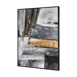 Atlas Reading in Gray Framed Wall Art - Hand-Painted Acrylic Canvas with Metallic Gold Accents, 36.5" W WA11125-01