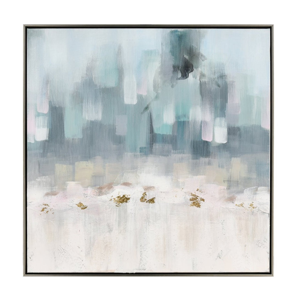 Atlas Remembrance Hand-Painted Canvas Wall Art - Serene Impressionist Design in Elegant Silver Frame WA11127-01