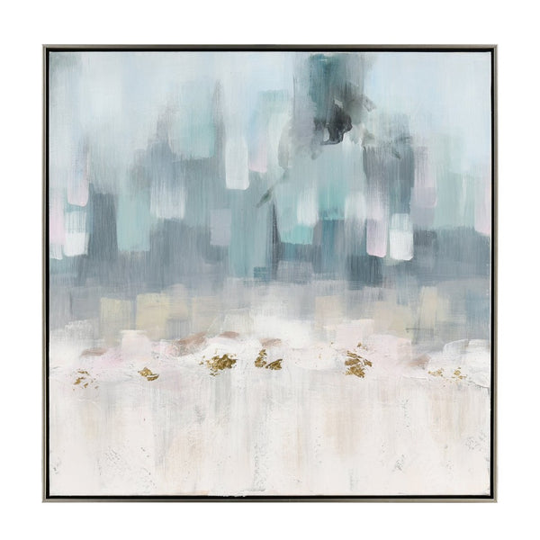 Atlas Remembrance Hand-Painted Canvas Wall Art - Serene Impressionist Design in Elegant Silver Frame WA11127-01