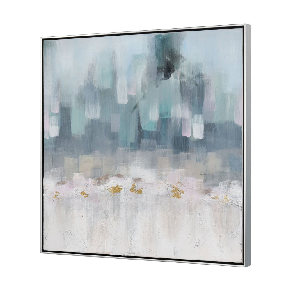 Atlas Remembrance Hand-Painted Canvas Wall Art - Serene Impressionist Design in Elegant Silver Frame WA11127-01