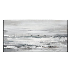 Atlas Renew Hand-Finished Abstract Waterscape Wall Art in Silver Frame – Perfect for Coastal Decor! WA11128-01