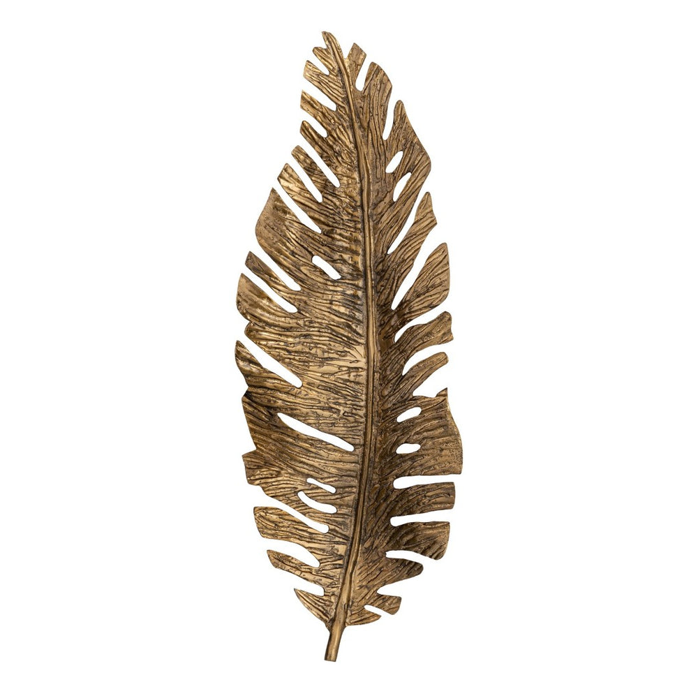 Atlas Sago Leaf Wall Decor - Antique Gold Metal Sculpture for Modern & Boho Interiors, Easy to Hang WA11136-01