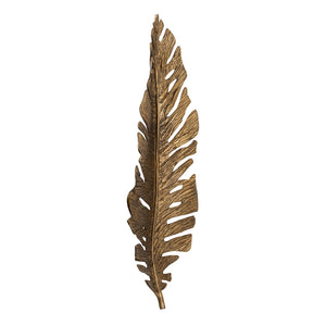 Atlas Sago Leaf Wall Decor - Antique Gold Metal Sculpture for Modern & Boho Interiors, Easy to Hang WA11136-01