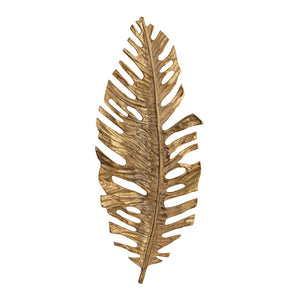 Atlas Sago Leaf Wall Decor - Antique Gold Metal Sculpture for Modern & Boho Interiors, Easy to Hang WA11136-01