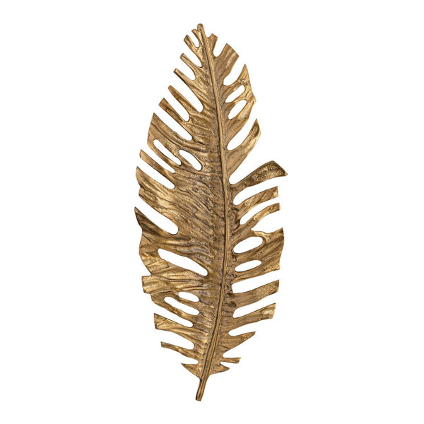 Atlas Sago Leaf Wall Decor - Antique Gold Metal Sculpture for Modern & Boho Interiors, Easy to Hang WA11136-01