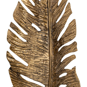 Atlas Sago Leaf Wall Decor - Antique Gold Metal Sculpture for Modern & Boho Interiors, Easy to Hang WA11136-01