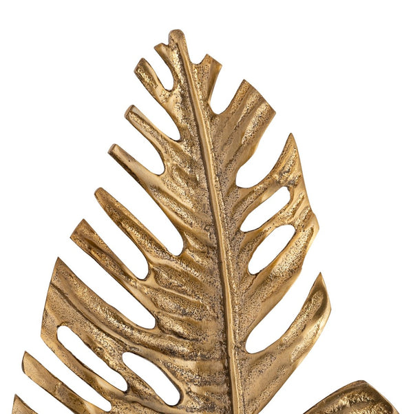 Atlas Sago Leaf Wall Decor - Antique Gold Metal Sculpture for Modern & Boho Interiors, Easy to Hang WA11136-01