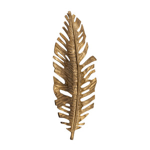 Atlas Sago Leaf Wall Decor - Antique Gold Metal Sculpture for Modern & Boho Interiors, Easy to Hang WA11136-01