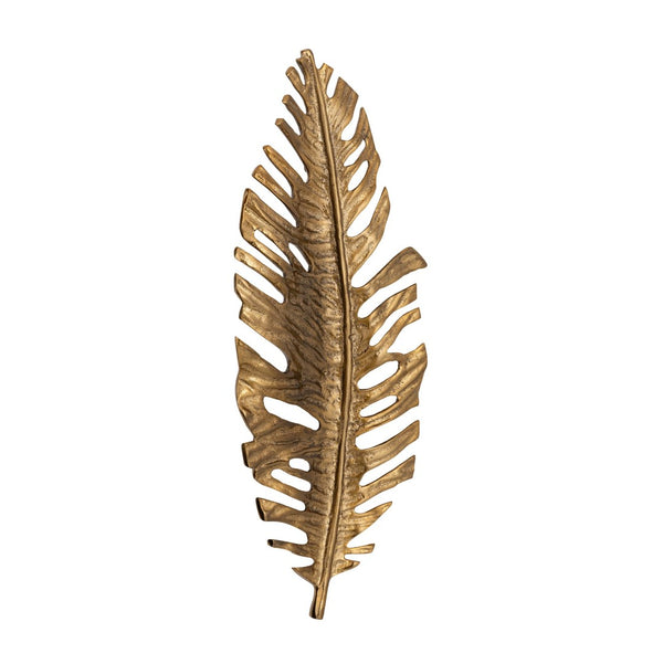 Atlas Sago Leaf Wall Decor - Antique Gold Metal Sculpture for Modern & Boho Interiors, Easy to Hang WA11136-01