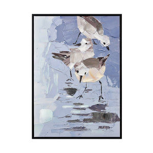 Atlas Seagull Abstract Framed Wall Art - Coastal Serenity in Blue & White for Modern Home Decor Spaces WA11138-01
