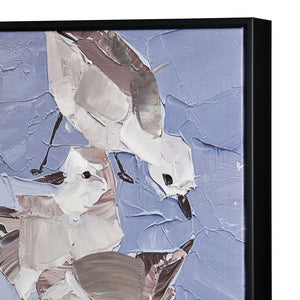 Atlas Seagull Abstract Framed Wall Art - Coastal Serenity in Blue & White for Modern Home Decor Spaces WA11138-01