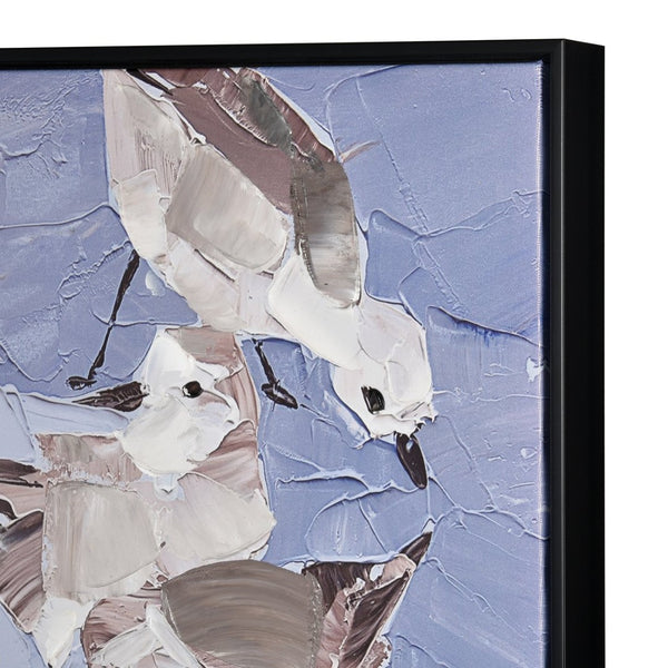 Atlas Seagull Abstract Framed Wall Art - Coastal Serenity in Blue & White for Modern Home Decor Spaces WA11138-01