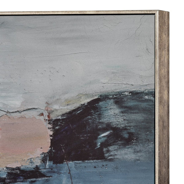 Atlas Shadow Abstract Framed Wall Art - Moody Geometric Design in Blue, Black, Pink & Gray for Modern Spaces WA11140-01