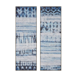 Atlas Shibori Framed Wall Art Set of 2 - Indigo and White Panels for Stylish Modern Home Décor WA11141-01S