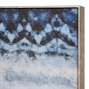 Atlas Shibori Framed Wall Art Set of 2 - Indigo and White Panels for Stylish Modern Home Décor WA11141-01S