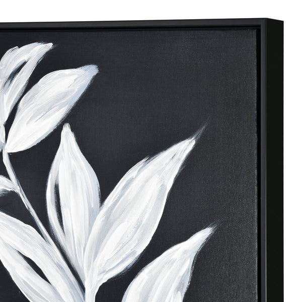 Atlas Silhouette Framed Abstract Botanical Art - Modern Black and White Leaf Design for Elegant Decor Silhouette I Framed Wall Art WA11143-01