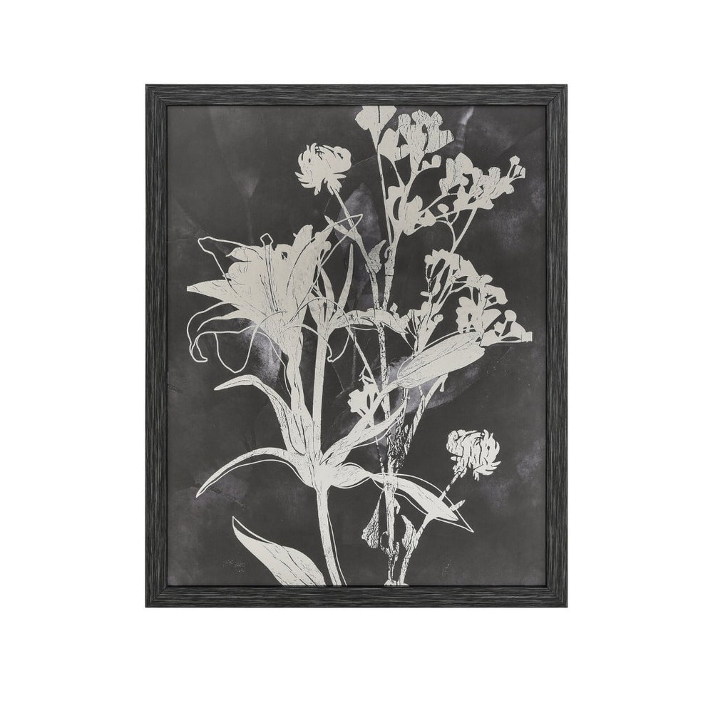 Atlas Silhouette Modern Botanical Framed Wall Art with Mirrored Glass and Elegant Floral Design for Home Decor Silhouette IV Framed Wall Art WA11145-02