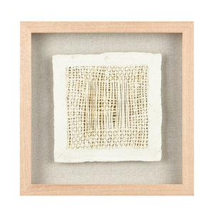 Atlas Simple Weave II Textured Wall Art Panel - Elegant Plaster Relief in Natural Wood Frame, 14" Square WA11147-02