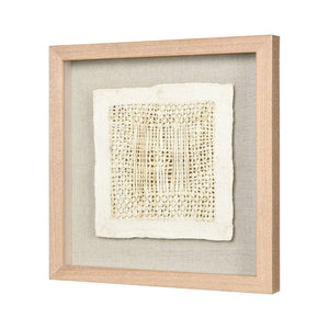 Atlas Simple Weave II Textured Wall Art Panel - Elegant Plaster Relief in Natural Wood Frame, 14" Square WA11147-02