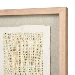 Atlas Simple Weave II Textured Wall Art Panel - Elegant Plaster Relief in Natural Wood Frame, 14" Square WA11147-02
