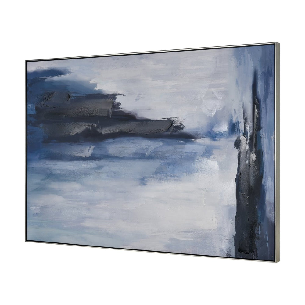 Atlas Sky Swell Seascape Framed Wall Art - Calming Coastal Elegance in Soft Blues for Tranquil Spaces WA11148-01