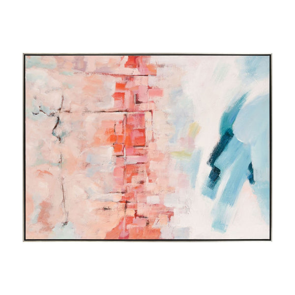 Atlas Skyline Hues Hand-Painted Abstract Wall Art in Champagne Frame - Modern Cityscape Decor Piece WA11149-01