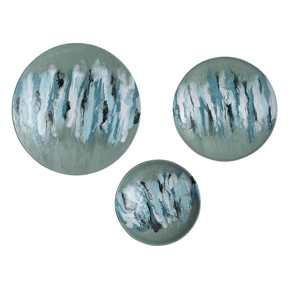 Atlas Spindrift Coastal Modern Wall Art Set of 3 - Serene Seafoam Green Metal Sculptures for Home Decor WA11150-01S