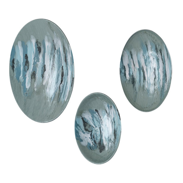 Atlas Spindrift Coastal Modern Wall Art Set of 3 - Serene Seafoam Green Metal Sculptures for Home Decor WA11150-01S