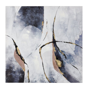 Atlas Strength Abstract Canvas Wall Art - Dynamic Lines in Rich Blues & Grays with Gold Accents WA11153-01