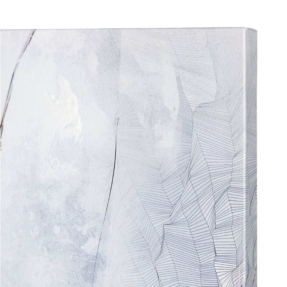 Atlas Strength Abstract Canvas Wall Art - Dynamic Lines in Rich Blues & Grays with Gold Accents WA11153-01