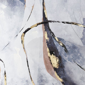 Atlas Strength Abstract Canvas Wall Art - Dynamic Lines in Rich Blues & Grays with Gold Accents WA11153-01