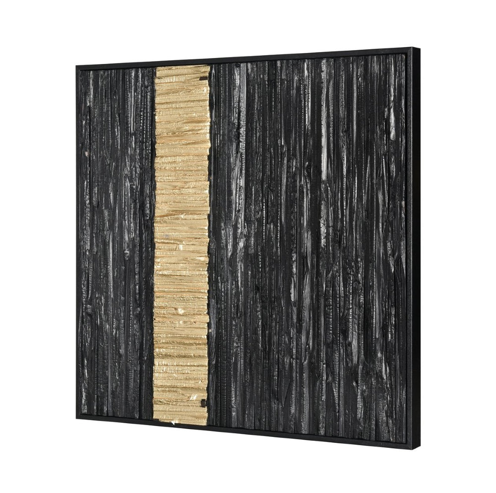 Atlas Stripe Wood II Dimensional Wall Art - Modern Black & Gold/Silver Accent for Chic Home Decor WA11154-02